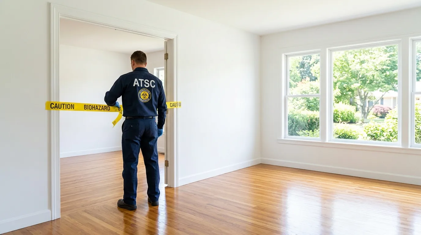 Certified biohazard cleanup crew performing Decomposition Cleanup in Lumberton